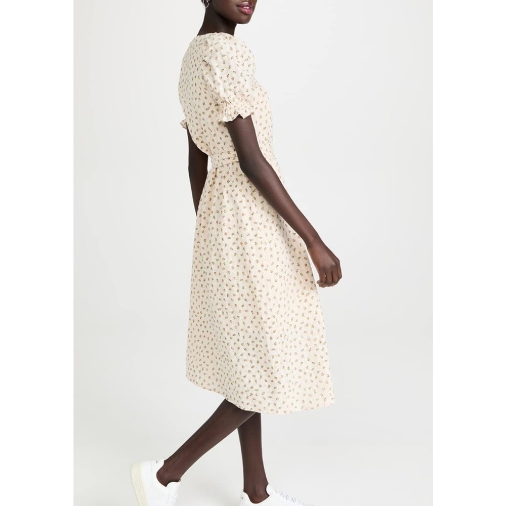 Floral Midi Dress with Short Puff Sleeves - Picture 6 of 10
